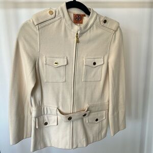 Tory Burch cotton knit zip up sweater jacket small